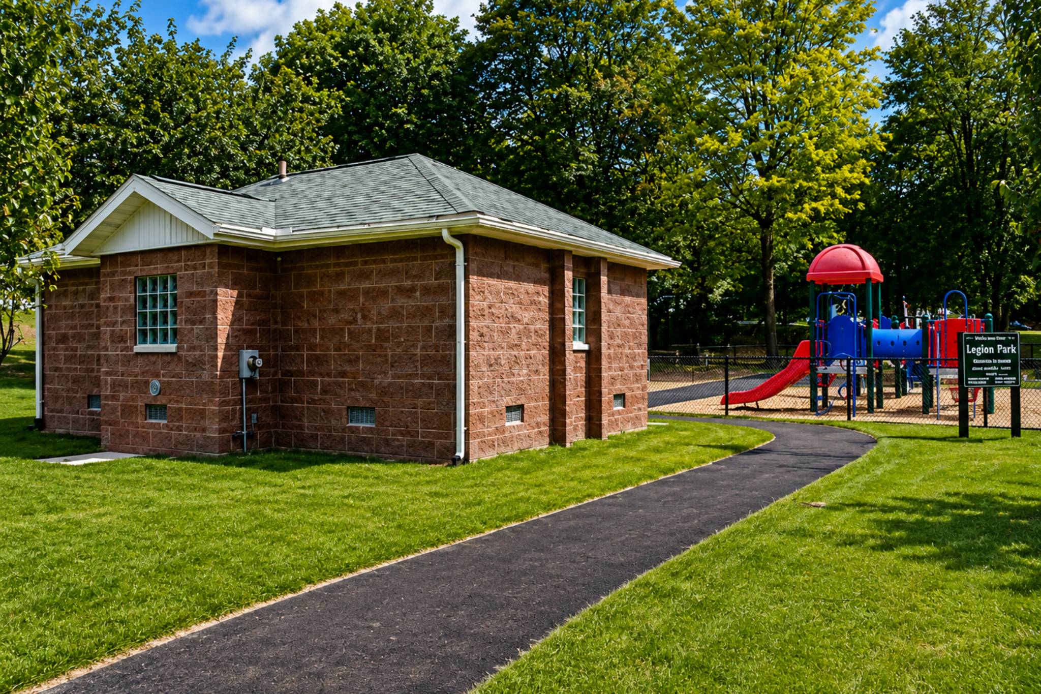 Park path leading to playground