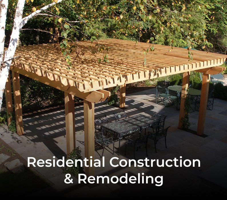 Outdoor patio with wooden pergola
