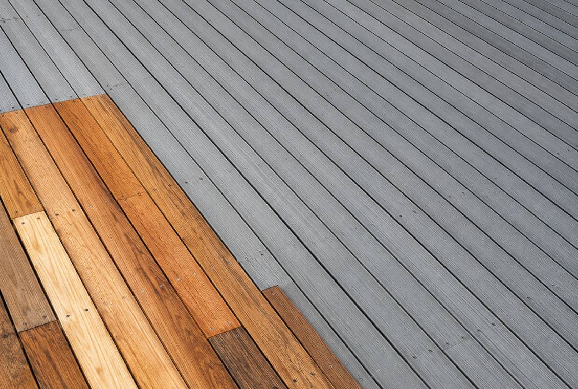 Wooden deck with contrasting colors
