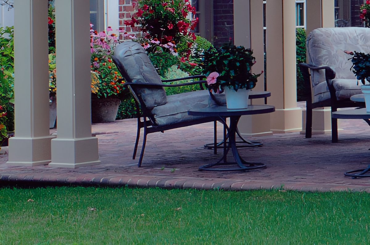 Patio furniture with potted plants